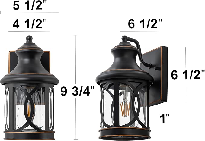 2-Pack Outdoor Wall Lights, Porch Lights, Waterproof Outdoor Wall Sconce - Image 5