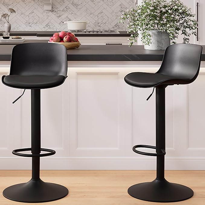 Kidol & Shellder Bar Stools Set of 2 Black Adjustable Swivel Counter Height - Image 9
