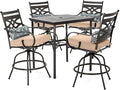 Hanover Montclair All-Weather 5-Piece Outdoor Dining Set, 4 Cushioned Swivel by Hanover
