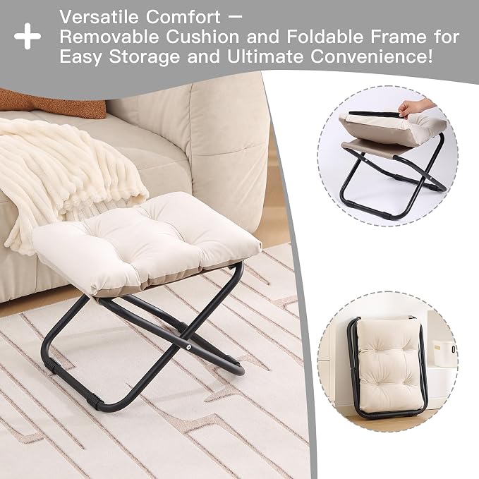 LITA Folding Upholstered Footrest Stool - Image 7