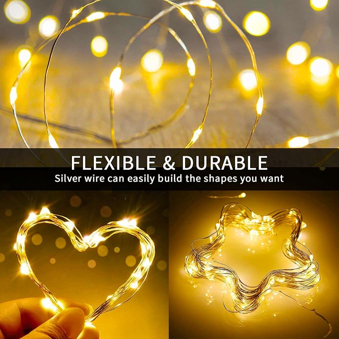 JMEXSUSS 4 Pack 100 LED Solar Fairy Lights, 33ft Warm White Solar String Lights - Image 8