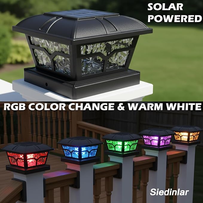 SIEDiNLAR Solar Post Cap Lights Outdoor 2 Color Modes - Image 2