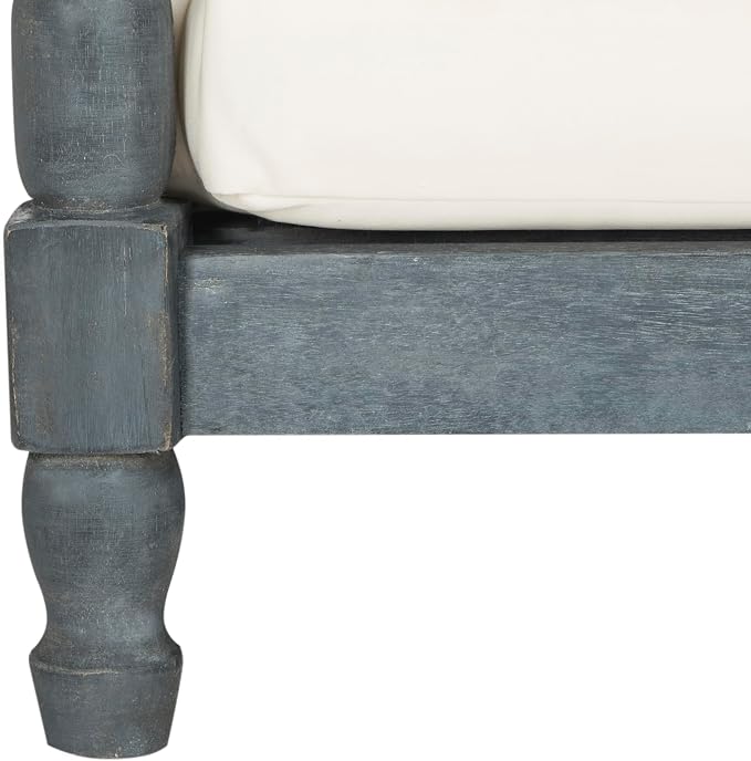 SAFAVIEH Outdoor Collection Pomona Ash Grey Solid Wood/Beige Lounger Bench Sofa - Image 6