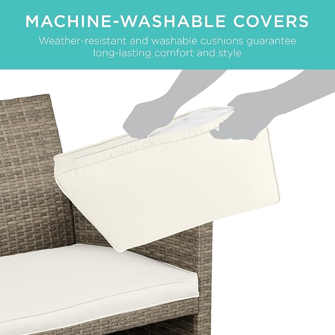 Best Choice Products 4-Piece Outdoor Wicker Patio Conversation Furniture Set - Image 5
