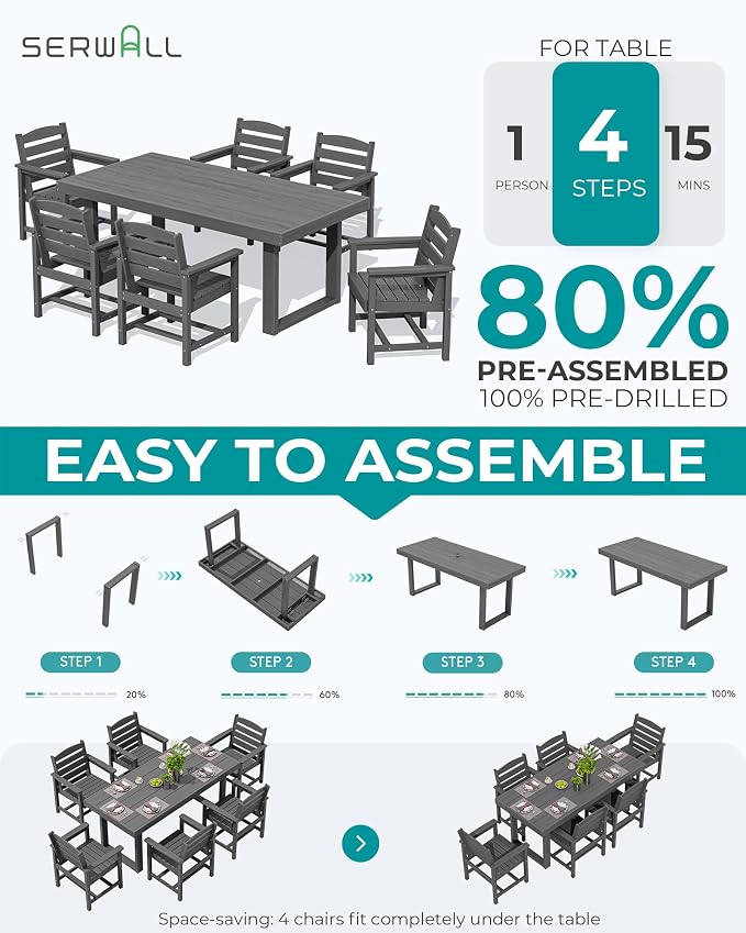 SERWALL HDPE Outdoor Dining Set - Image 5
