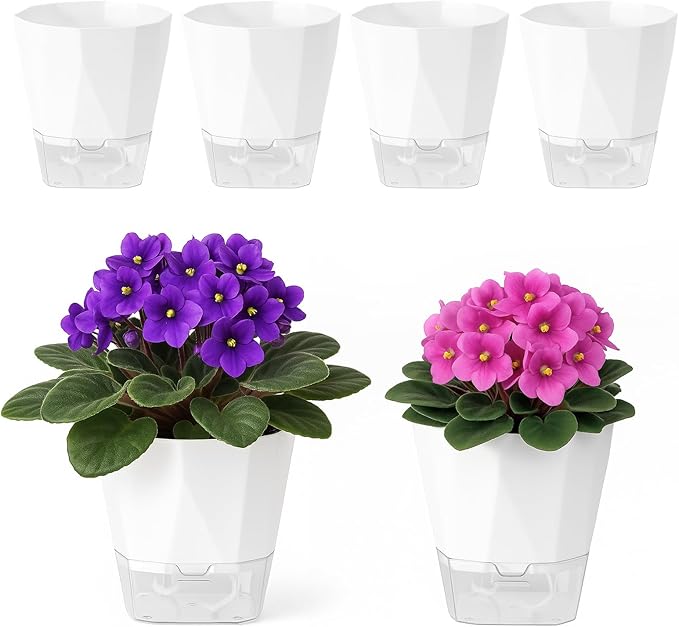 6 Pack Self Watering Pots for Indoor Plants, 5 Inches Self Watering Planters by Planterhoma