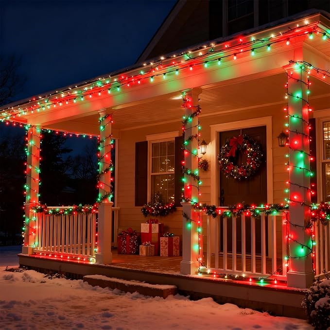 HOME LIGHTING 66ft Christmas Decorative Mini Lights, 200 LED Green Wire Fairy - Image 2