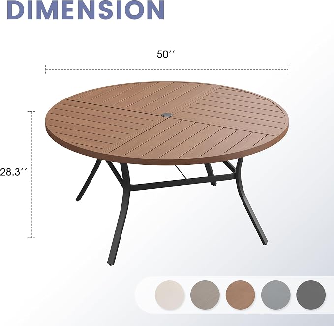 VICLLAX 50" Round Outdoor Table, Patio Dining Table - Image 3