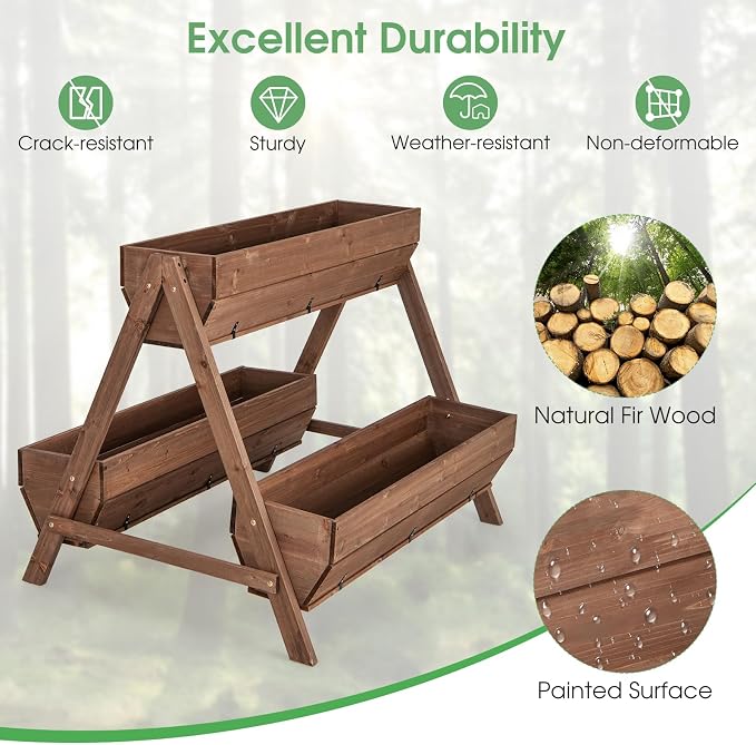Giantex Vertical Raised Garden Bed, 3 Large Wood Planter Boxes - Image 6
