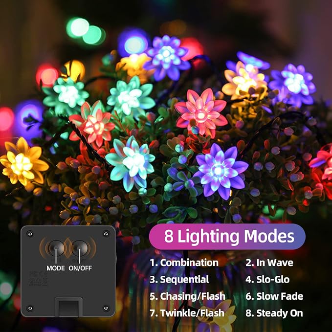 ITICdecor Solar Flower String Lights Outdoor Waterproof 50 LED Solar String - Image 3