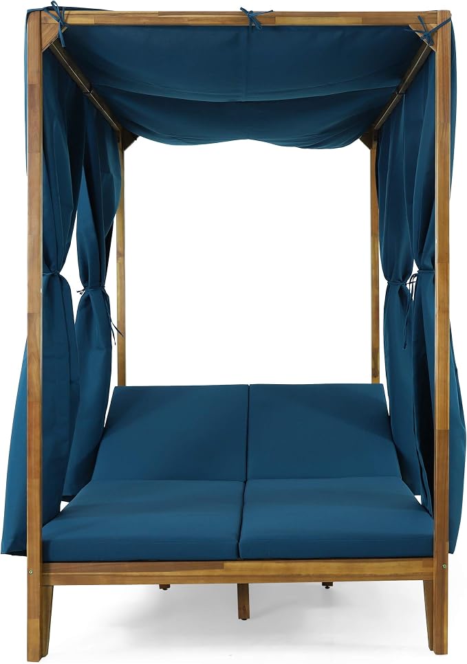Christopher Knight Home Kinzie Outdoor DAYBED, Teak + Blue - Image 7