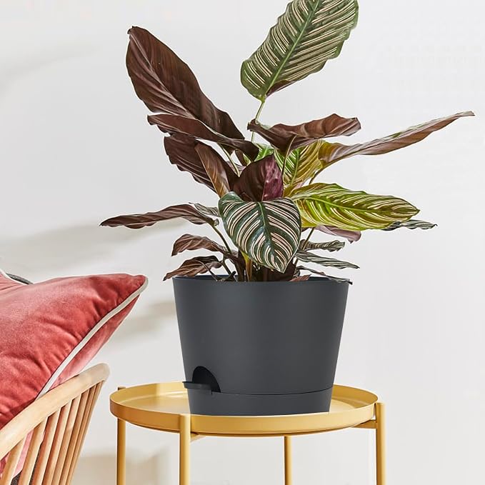 12inch Large Self Watering Plant Pot, Plastic Cylinder Planter - Image 4