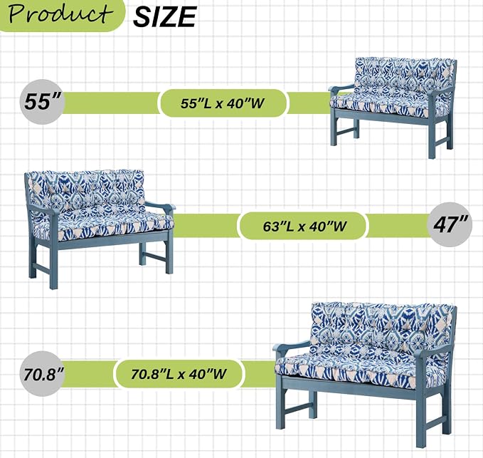 Waterproof Porch Swing Cushion Replacement, 2–3 Seat Swing Seat Cushion - Image 7