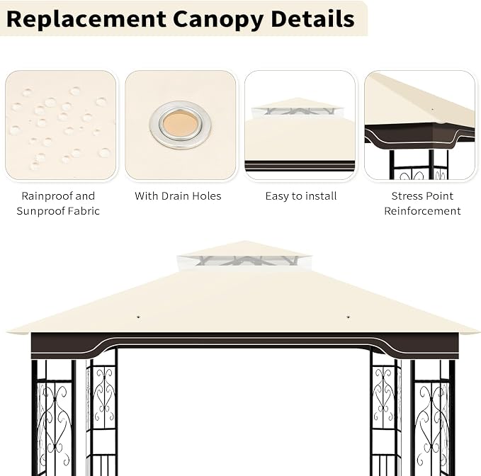 Replacement Gazebo Canopy for 10 x 12 Regency II Patio Gazebo Model L-GZ798PST - Image 4