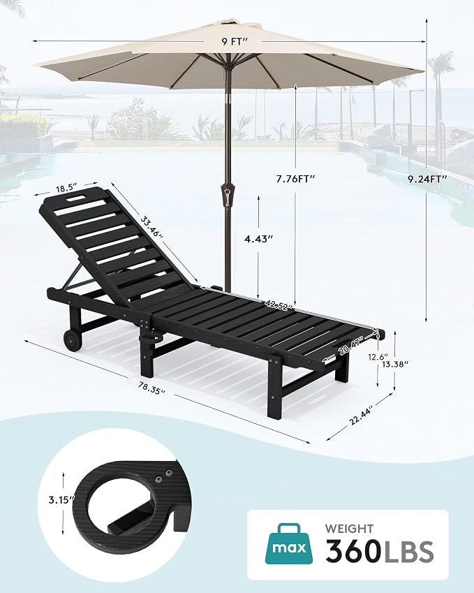 SERWALL Outdoor Chaise Lounge Set of 2 - Image 2