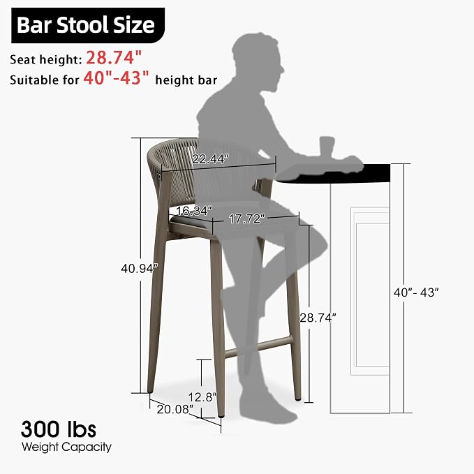 PURPLE LEAF Bar Stool Set of 4 Outdoor Barstool - Image 2