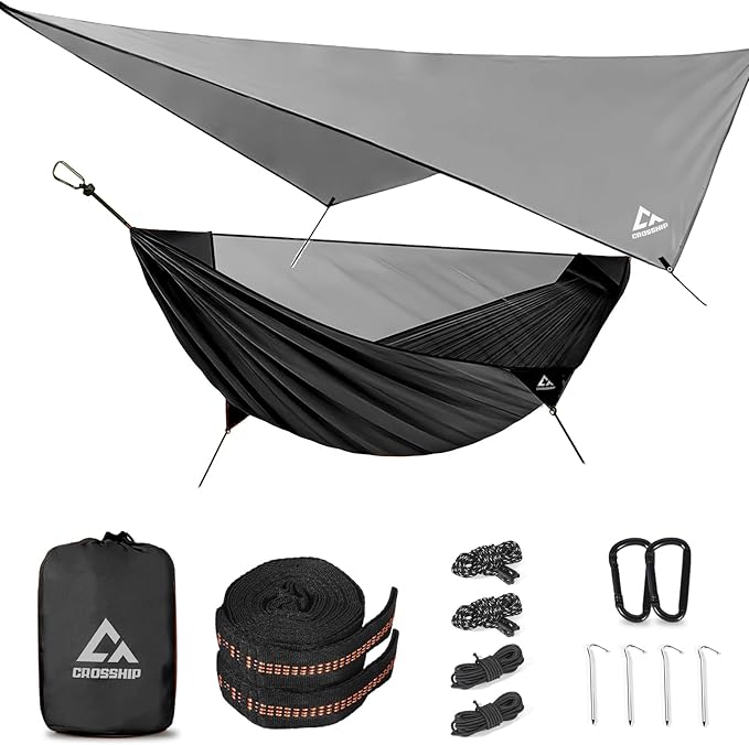 Camping Hammock with Mosquito Net and Rain Fly Tarp by CROSSHIP