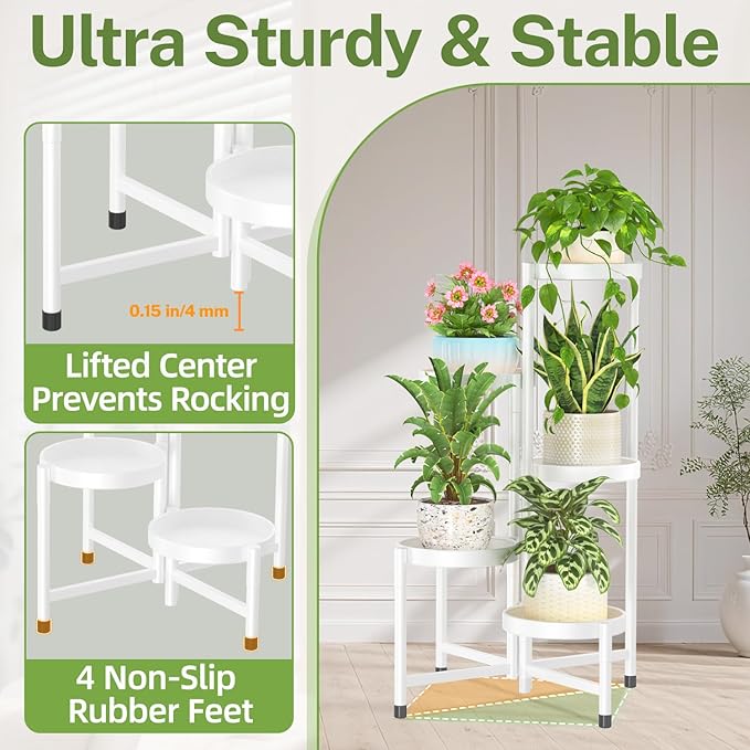 iDavosic.ly Plant Stand Indoor Outdoor, 5 Tier Corner Metal Flower Display - Image 4
