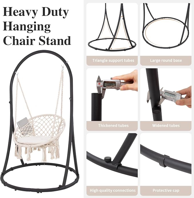 SUNCREAT Hammock Chair with Stand Included, Heavy Duty Hanging Chair with Stand - Image 4