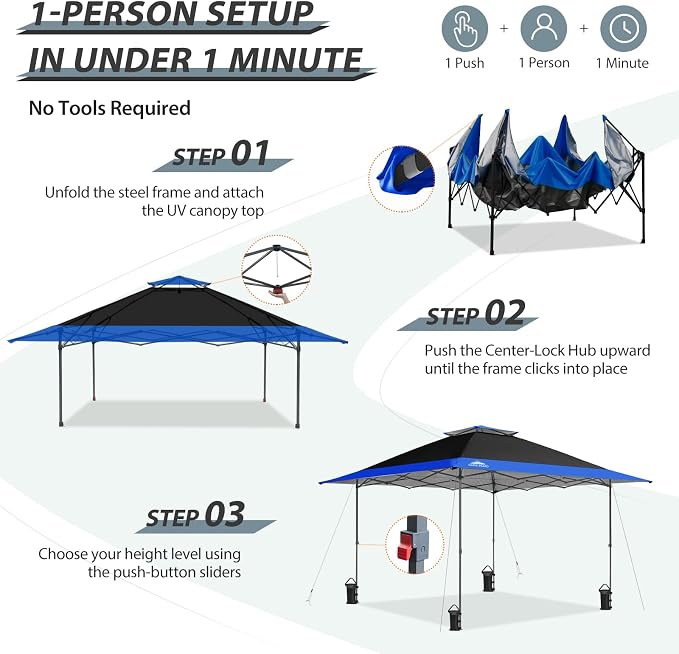 EAGLE PEAK 13x13 Straight Leg Pop Up Canopy Tent Instant Outdoor Canopy Easy - Image 2