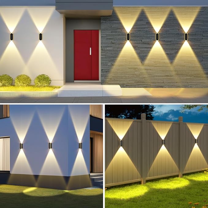 Ellasay Fence Lights Solar Powered: 2 Pack Solar Wall Lights Outdoor Up and - Image 7