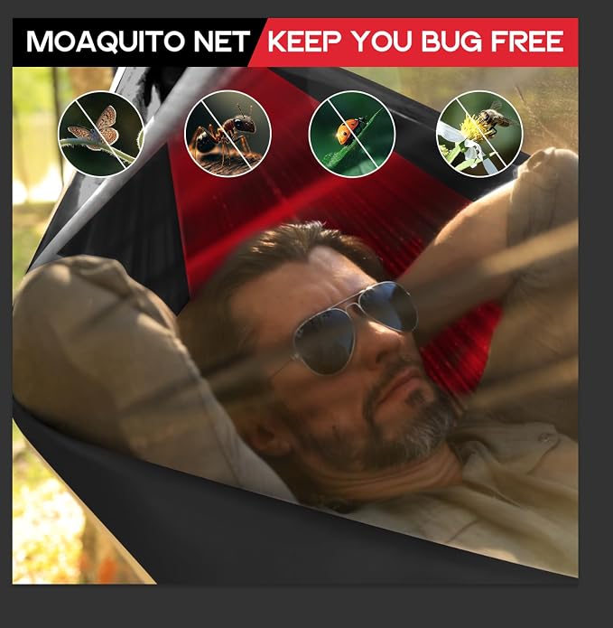Camping Hammock Mosquito Net, Double & Single Portable Hammocks Hammocks - Image 3