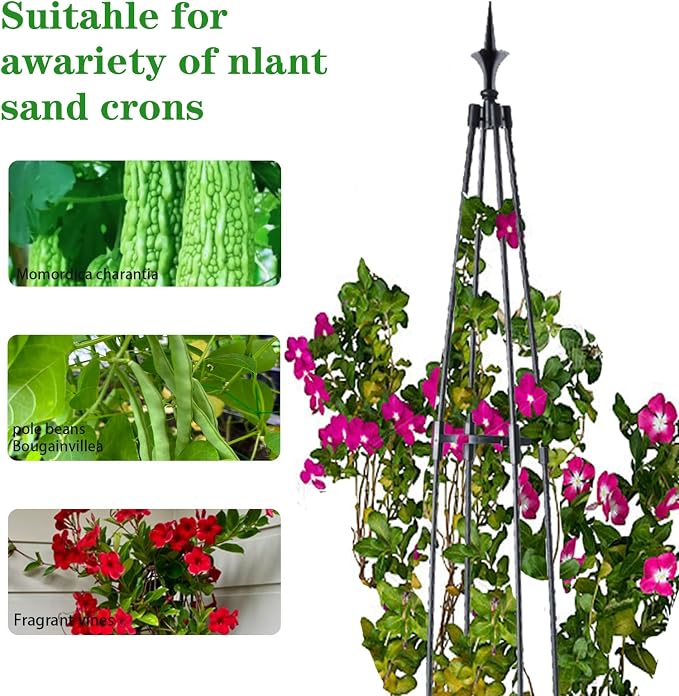 Garden Obelisk Trellis for Climbing Plants, 67inch lron Pipe Wrapped in Plastic - Image 4