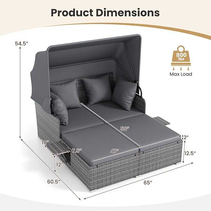 Tangkula Patio Rattan Daybed - Image 5