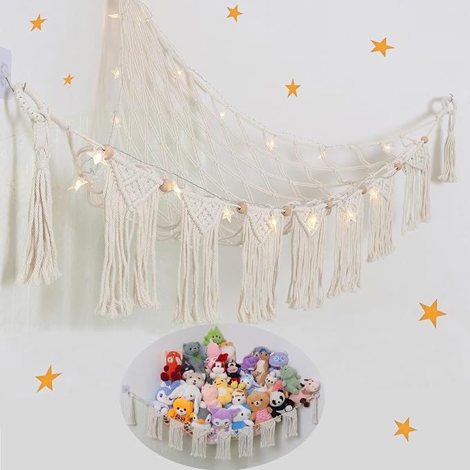 Large Stuffed Animal Hammock or Net, Macrame Boho Toy Hammock by badigo