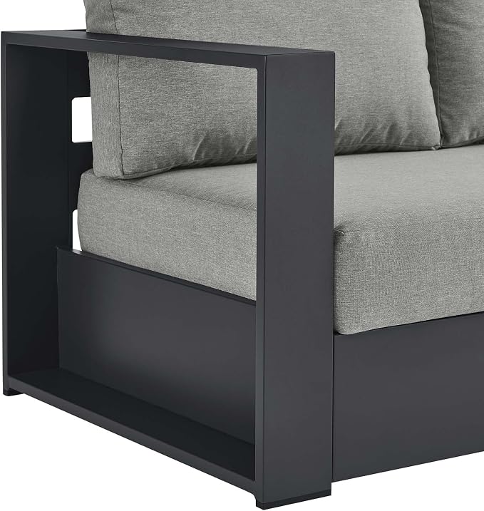 Modway Tahoe Aluminum Modular Left-Facing Outdoor Patio Loveseat Gray - Image 7