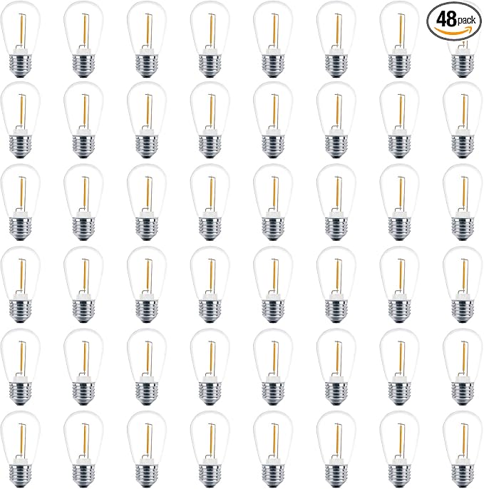 Meconard 48 Pack S14 LED String Light Bulbs, 1 Watt Shatterproof Replacement by Meconard