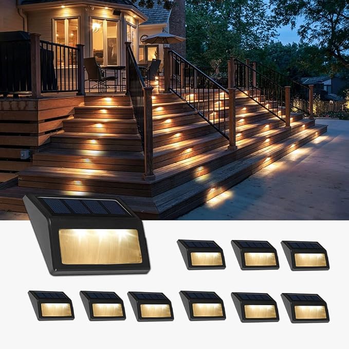 Solar Lights Outdoor, Waterproof Solar Powered Deck Step Lights by Follateas