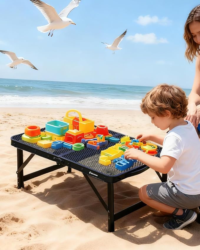 2Ft Small Folding Table with Carry Handle, Camping Table Adjustable Height - Image 2