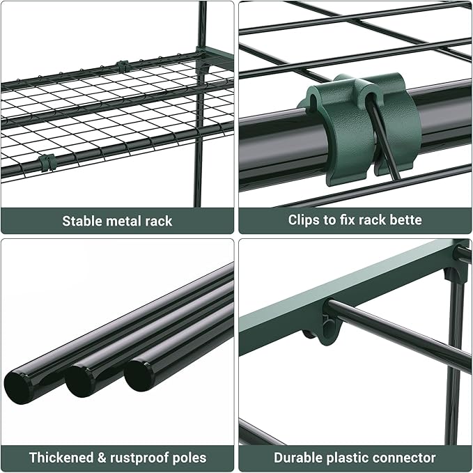 Ohuhu Plant Greenhouse Shelves 4 Tier 2 Pack Extra-Wide Stable Green House - Image 4