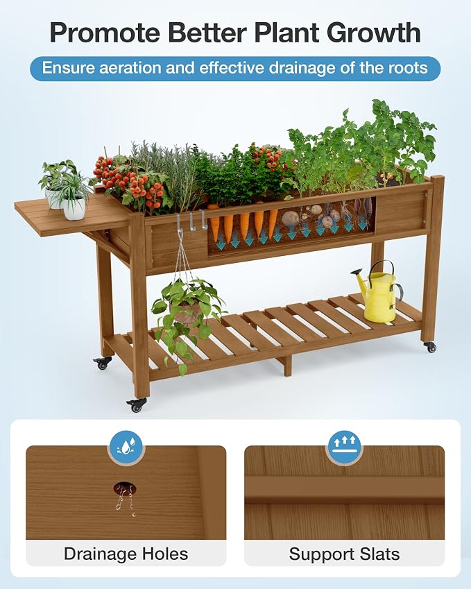 YEFU Raised Garden Bed with Legs: 57x18x30in Weight Capacity 400lb - Image 5