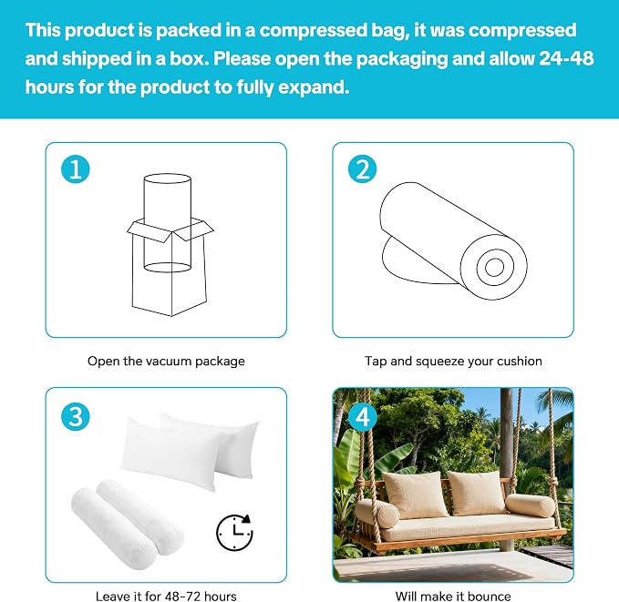MABOZOO Twin Size Daybed Porch Swing Bed Pillow & Bolster Cushion, 2 Shredded - Image 7