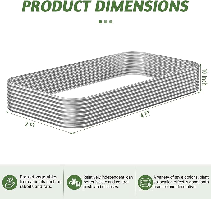 4 Pack Corrugated Galvanized Steel Raised Garden Bed Outdoor, Metal Above - Image 4