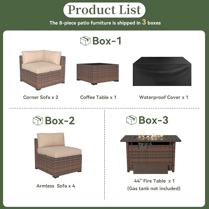 Aoxun 8 Piece Patio Furniture Set - Image 5