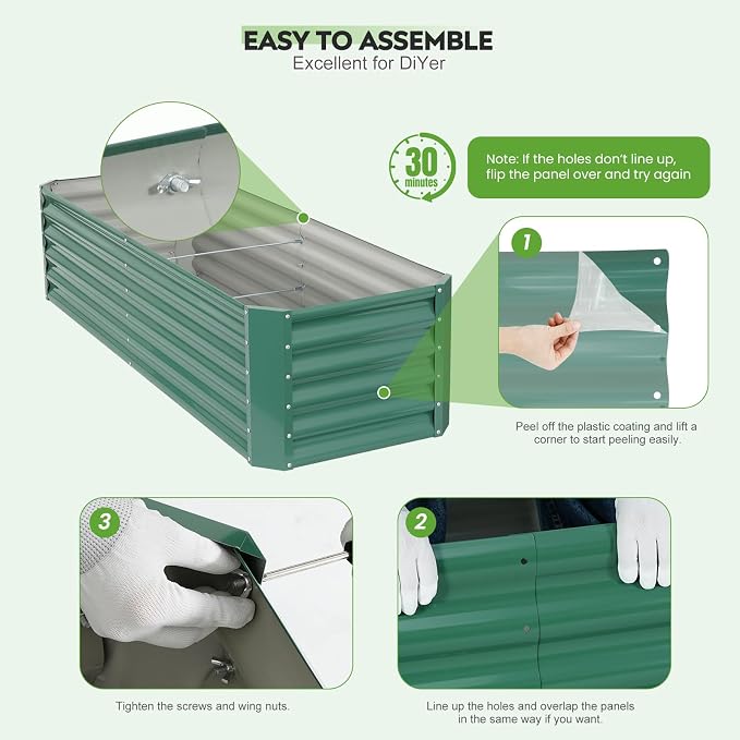 ZORMY 6×2×1.4ft Galvanized Raised Garden Bed Kit, Metal Planter Boxes Outdoor - Image 7