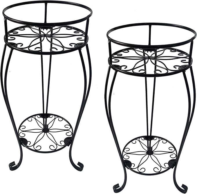 CASIMR 2 Tier Plant Stand, Indoor Outdoor Multiple Flower Pot Shelf Rustproof by CASIMR