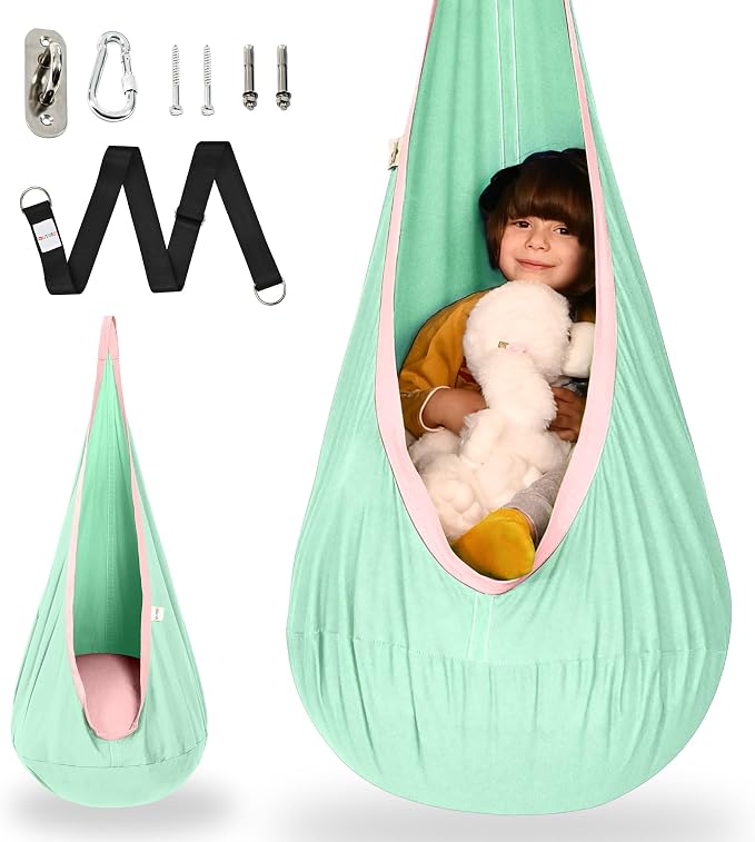 OUTREE Kids Pod Swing Seat, Cotton Child Hammock Swing Chair, Sensory Swing by WelcometoOUTREEsworld