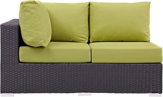 Modway Convene Wicker Rattan Outdoor Patio Left Arm Loveseat in Espresso Peridot - Image 4
