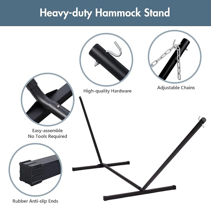 ANOW Double Hammock with Stand 12FT, Heavy Duty Hammock with Stand - Image 5