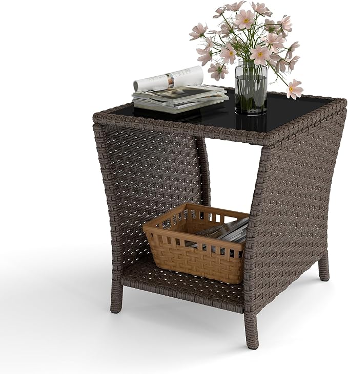 kinbor Outdoor Wicker Side Table - Image 3