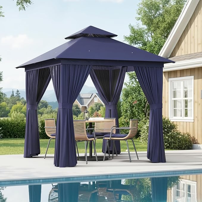 Aoxun Outdoor Gazebo for Patio 8x8 Metal Frame Canopy by Aoxun