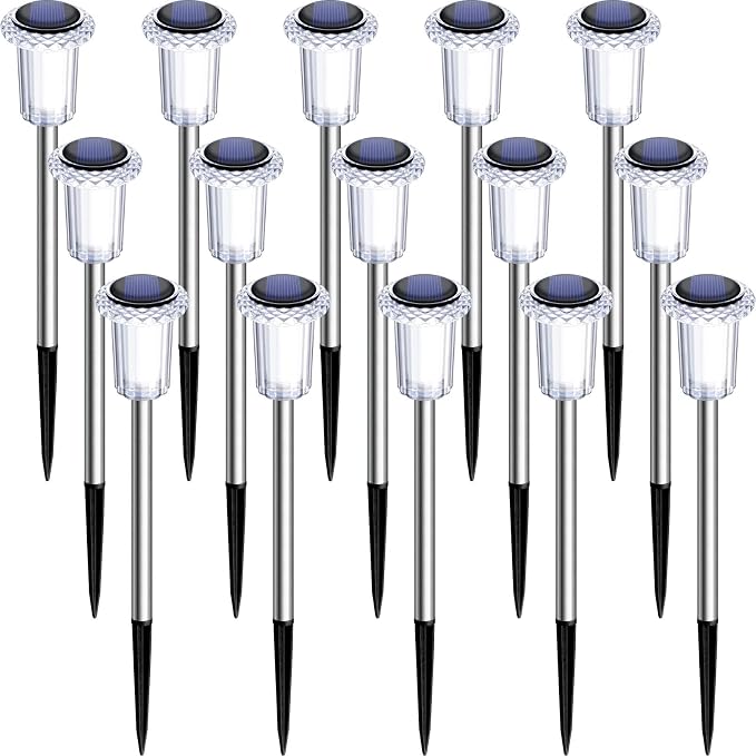 DenicMic Solar Lights Outdoor 15 Pack Waterproof 6000K Cold White LED Stainless - Image 8