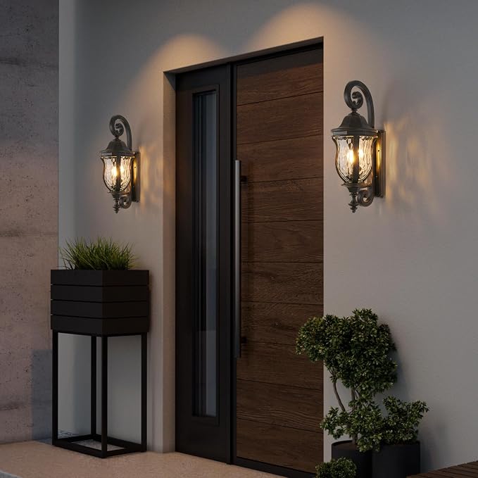 Black Brush Red Exterior Wall Sconces, Waterproof Outdoor Lights Wall Mount - Image 2