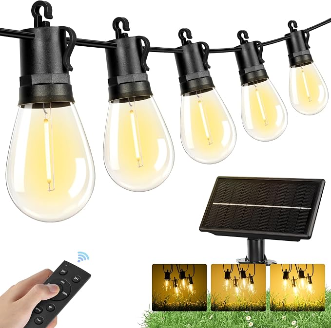Brightever Solar String Lights for Outside, 50FT Patio Lights Outdoor by Brightever