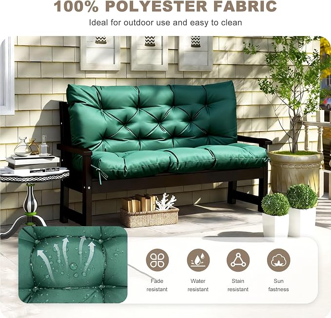 Porch Swing Cushion with Backrest, Waterproof Bench Cushion - Image 2