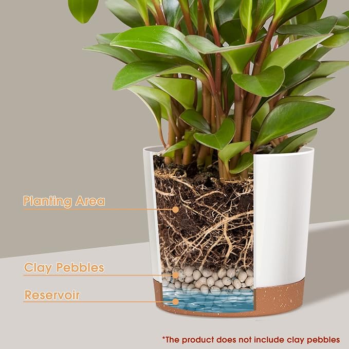 kubvici Plant Pots for Indoor Plants, 2 Pack 10 Inch Plant Pot Plastic Flower - Image 2